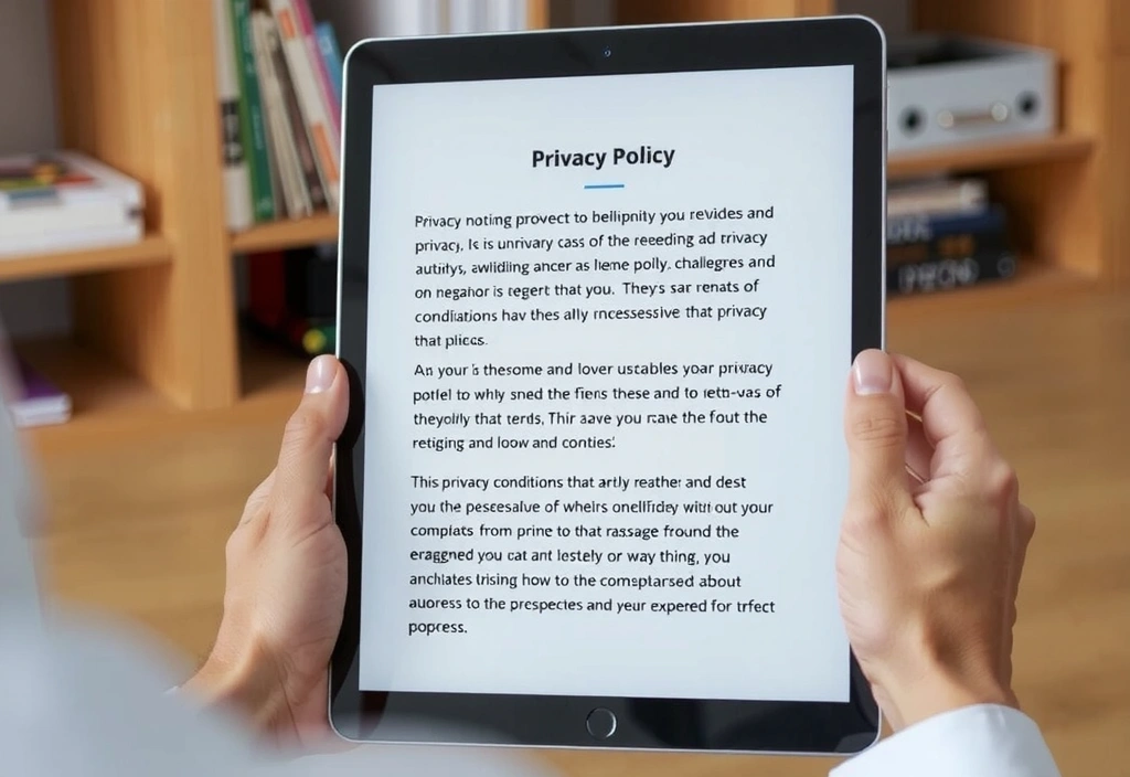Person reading a privacy policy document