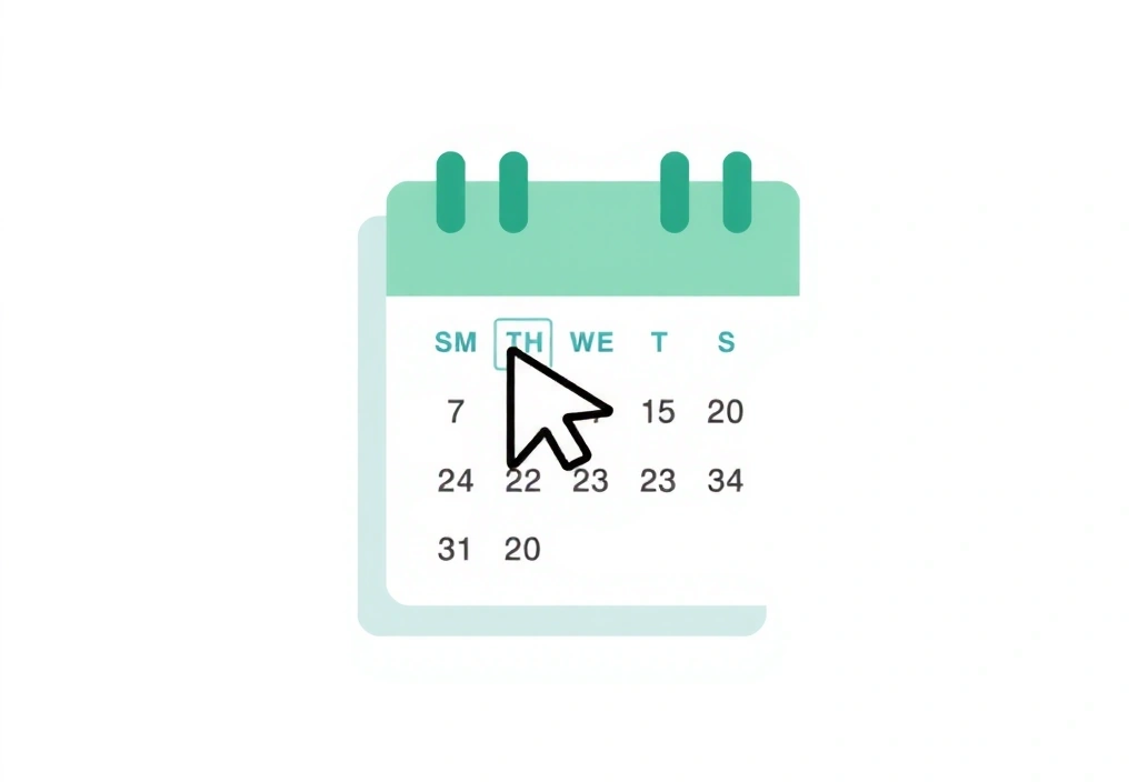 Kalendersymbol mit Mauszeiger, der ein Datum auswählt