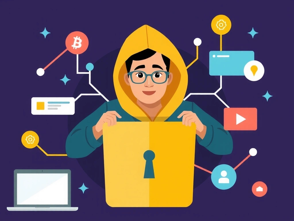 Illustration einer Person, die ihre persönlichen Daten schützt